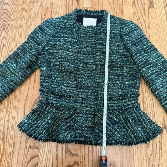 Rebecca Taylor Bouclé Tweed Peplum Jacket – Green Multi – Size 4 - Picture 10 of 11